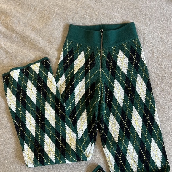 STAUD SET- Army Green Mohair Argyle Sweater Set - Picture 12 of 14